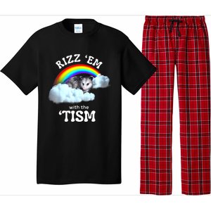 Autism Funny Rizz Em With The Tism Meme Autistic Opossum Pajama Set