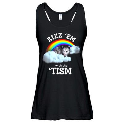 Autism Funny Rizz Em With The Tism Meme Autistic Opossum Ladies Essential Flowy Tank