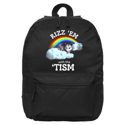 Autism Funny Rizz Em With The Tism Meme Autistic Opossum 16 in Basic Backpack