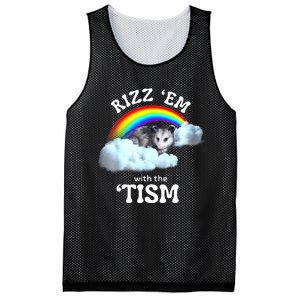 Autism Funny Rizz Em With The Tism Meme Autistic Opossum Mesh Reversible Basketball Jersey Tank