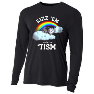 Autism Funny Rizz Em With The Tism Meme Autistic Opossum Cooling Performance Long Sleeve Crew