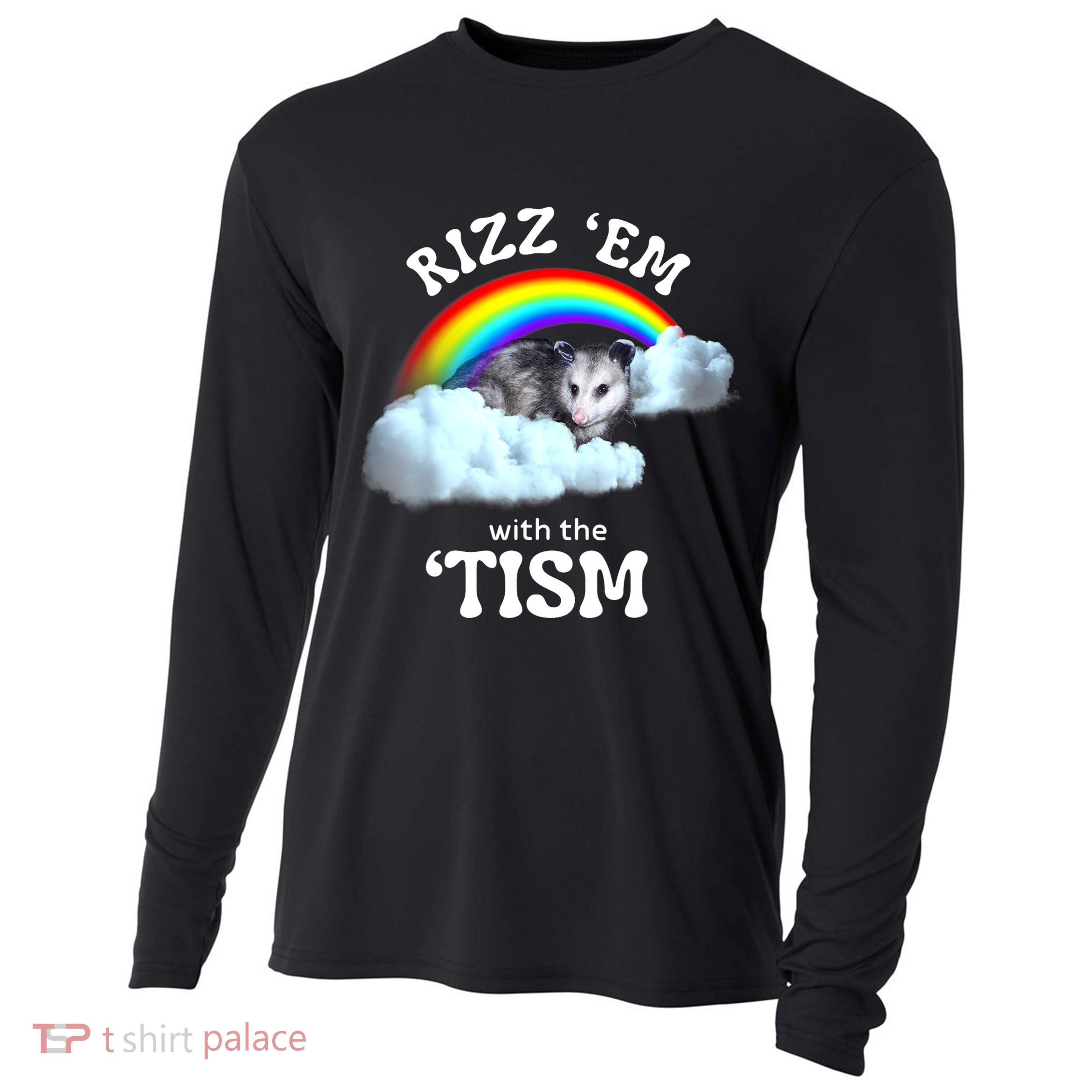 Autism Funny Rizz Em With The Tism Meme Autistic Opossum Cooling Performance Long Sleeve Crew