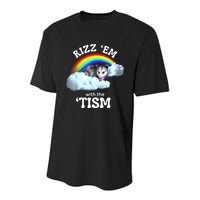 Autism Funny Rizz Em With The Tism Meme Autistic Opossum Youth Performance Sprint T-Shirt