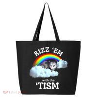 Autism Funny Rizz Em With The Tism Meme Autistic Opossum 25L Jumbo Tote