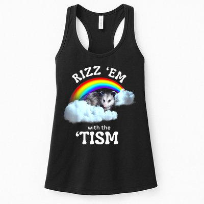 Autism Funny Rizz Em With The Tism Meme Autistic Opossum Womens Tank Top