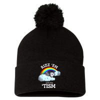 Autism Funny Rizz Em With The Tism Meme Autistic Opossum Pom Pom 12in Knit Beanie