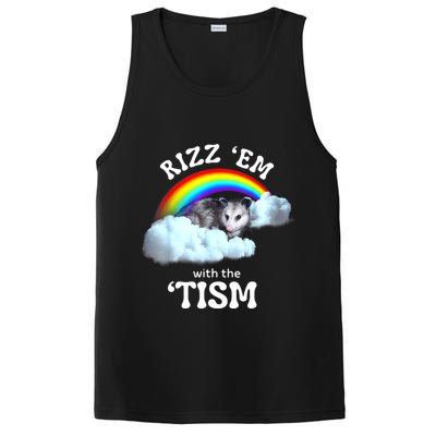 Autism Funny Rizz Em With The Tism Meme Autistic Opossum PosiCharge Competitor Tank