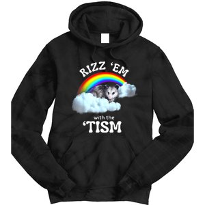 Autism Funny Rizz Em With The Tism Meme Autistic Opossum Tie Dye Hoodie