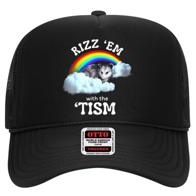 Autism Funny Rizz Em With The Tism Meme Autistic Opossum Trucker Hat