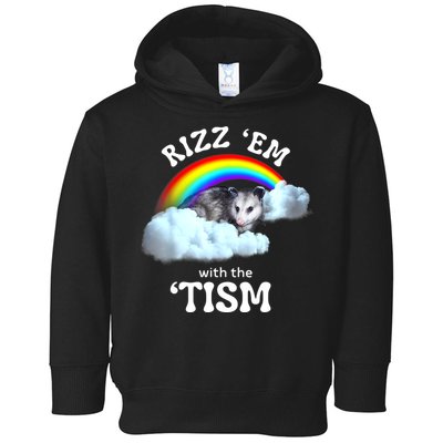 Autism Funny Rizz Em With The Tism Meme Autistic Opossum Toddler Hoodie