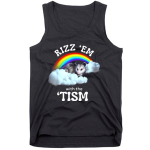 Autism Funny Rizz Em With The Tism Meme Autistic Opossum Tank Top