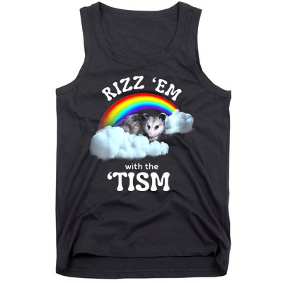 Autism Funny Rizz Em With The Tism Meme Autistic Opossum Tank Top