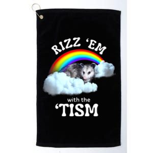 Autism Funny Rizz Em With The Tism Meme Autistic Opossum Platinum Collection Golf Towel