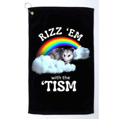 Autism Funny Rizz Em With The Tism Meme Autistic Opossum Golf Towel