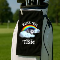 Autism Funny Rizz Em With The Tism Meme Autistic Opossum Golf Towel