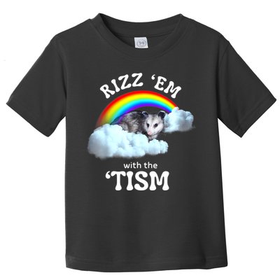 Autism Funny Rizz Em With The Tism Meme Autistic Opossum Toddler T-Shirt