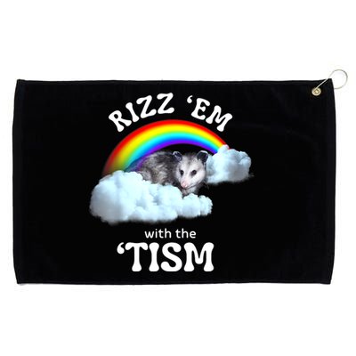 Autism Funny Rizz Em With The Tism Meme Autistic Opossum Grommeted Golf Towel