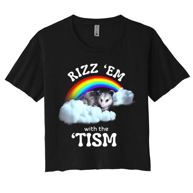 Autism Funny Rizz Em With The Tism Meme Autistic Opossum Crop Top