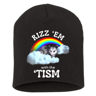 Autism Funny Rizz Em With The Tism Meme Autistic Opossum Short Acrylic Beanie