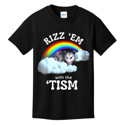 Autism Funny Rizz Em With The Tism Meme Autistic Opossum Kids T-Shirt