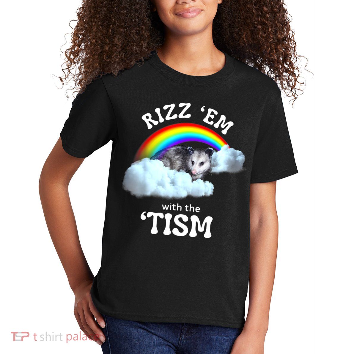 Autism Funny Rizz Em With The Tism Meme Autistic Opossum Kids T-Shirt