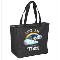 Autism Funny Rizz Em With The Tism Meme Autistic Opossum Zip Tote Bag