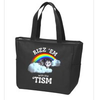 Autism Funny Rizz Em With The Tism Meme Autistic Opossum Zip Tote Bag