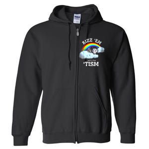 Autism Funny Rizz Em With The Tism Meme Autistic Opossum Full Zip Hoodie