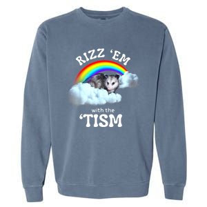 Autism Funny Rizz Em With The Tism Meme Autistic Opossum Garment-Dyed Sweatshirt