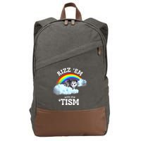 Autism Funny Rizz Em With The Tism Meme Autistic Opossum Cotton Canvas Backpack