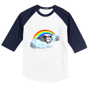 Autism Funny Rizz Em With The Tism Meme Autistic Opossum Baseball Sleeve Shirt