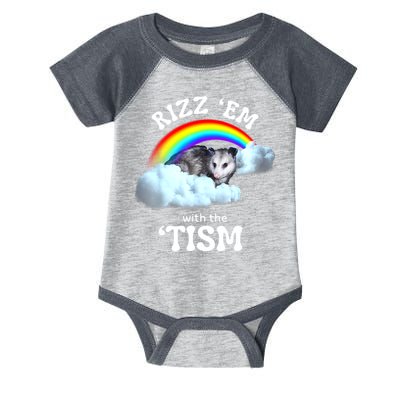 Autism Funny Rizz Em With The Tism Meme Autistic Opossum Infant Baby Jersey Bodysuit