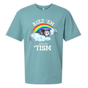 Autism Funny Rizz Em With The Tism Meme Autistic Opossum Sueded Cloud Jersey T-Shirt