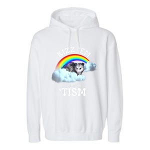 Autism Funny Rizz Em With The Tism Meme Autistic Opossum Garment-Dyed Fleece Hoodie