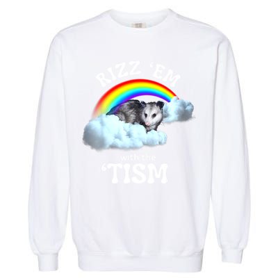 Autism Funny Rizz Em With The Tism Meme Autistic Opossum Garment-Dyed Sweatshirt