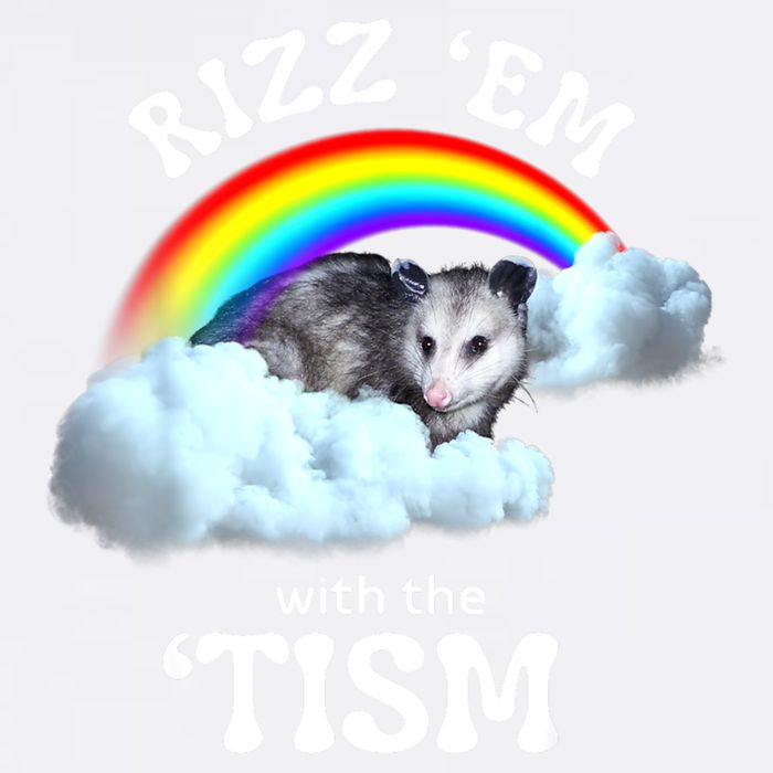 Autism Funny Rizz Em With The Tism Meme Autistic Opossum Garment-Dyed Sweatshirt