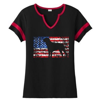 American Flag Rottweiler Dog 4th Of July USA Gift Ladies Halftime Notch Neck Tee