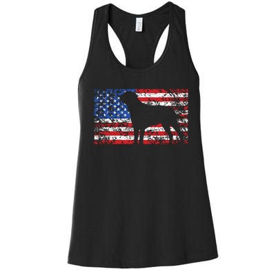 American Flag Rottweiler Dog 4th Of July USA Gift Women's Racerback Tank