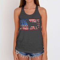 American Flag Rottweiler Dog 4th Of July USA Gift Women's Knotted Racerback Tank