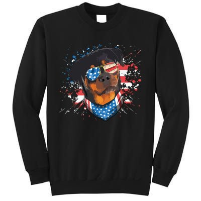 American Flag Rottweiler Dog Lover Funny 4th Of July Dog Sweatshirt