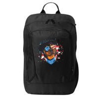 American Flag Rottweiler Dog Lover Funny 4th Of July Dog City Backpack