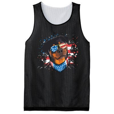 American Flag Rottweiler Dog Lover Funny 4th Of July Dog Mesh Reversible Basketball Jersey Tank