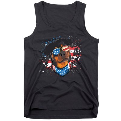 American Flag Rottweiler Dog Lover Funny 4th Of July Dog Tank Top