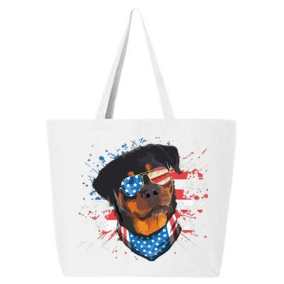 American Flag Rottweiler Dog Lover Funny 4th Of July Dog 25L Jumbo Tote