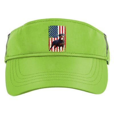 American Flag Rottweiler Dog Lover Funny 4th Of July Dog Adult Drive Performance Visor