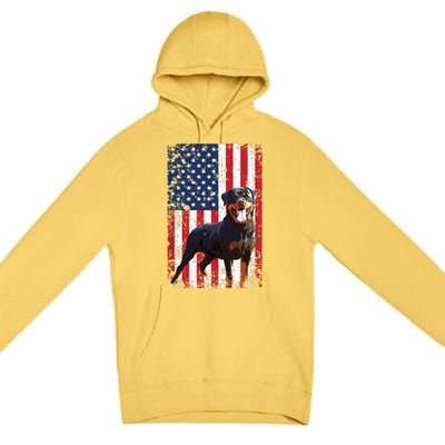 American Flag Rottweiler Dog Lover Funny 4th Of July Dog Premium Pullover Hoodie