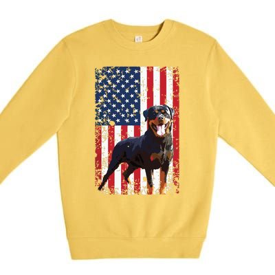 American Flag Rottweiler Dog Lover Funny 4th Of July Dog Premium Crewneck Sweatshirt