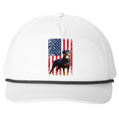 American Flag Rottweiler Dog Lover Funny 4th Of July Dog Snapback Five-Panel Rope Hat