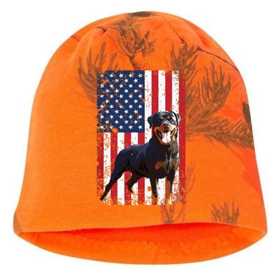 American Flag Rottweiler Dog Lover Funny 4th Of July Dog Kati - Camo Knit Beanie