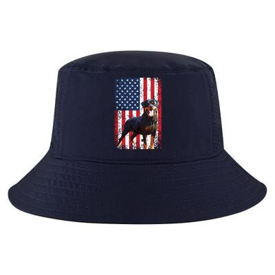 American Flag Rottweiler Dog Lover Funny 4th Of July Dog Cool Comfort Performance Bucket Hat